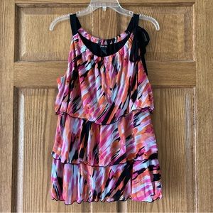 5/$15 Style & Co Vibrant Pink & Orange Tiered Top Large
